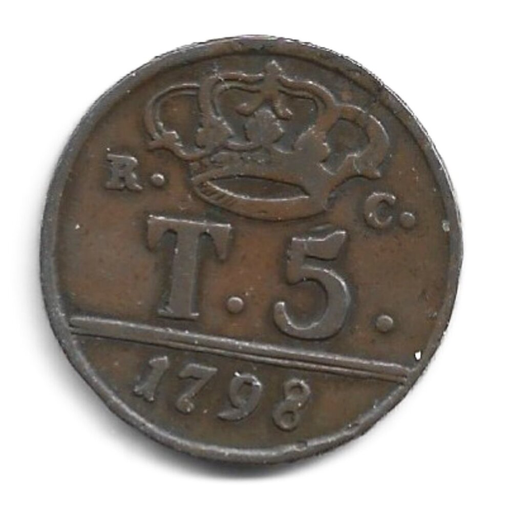 1798 Naples 5 Tornesi Coin (b199)